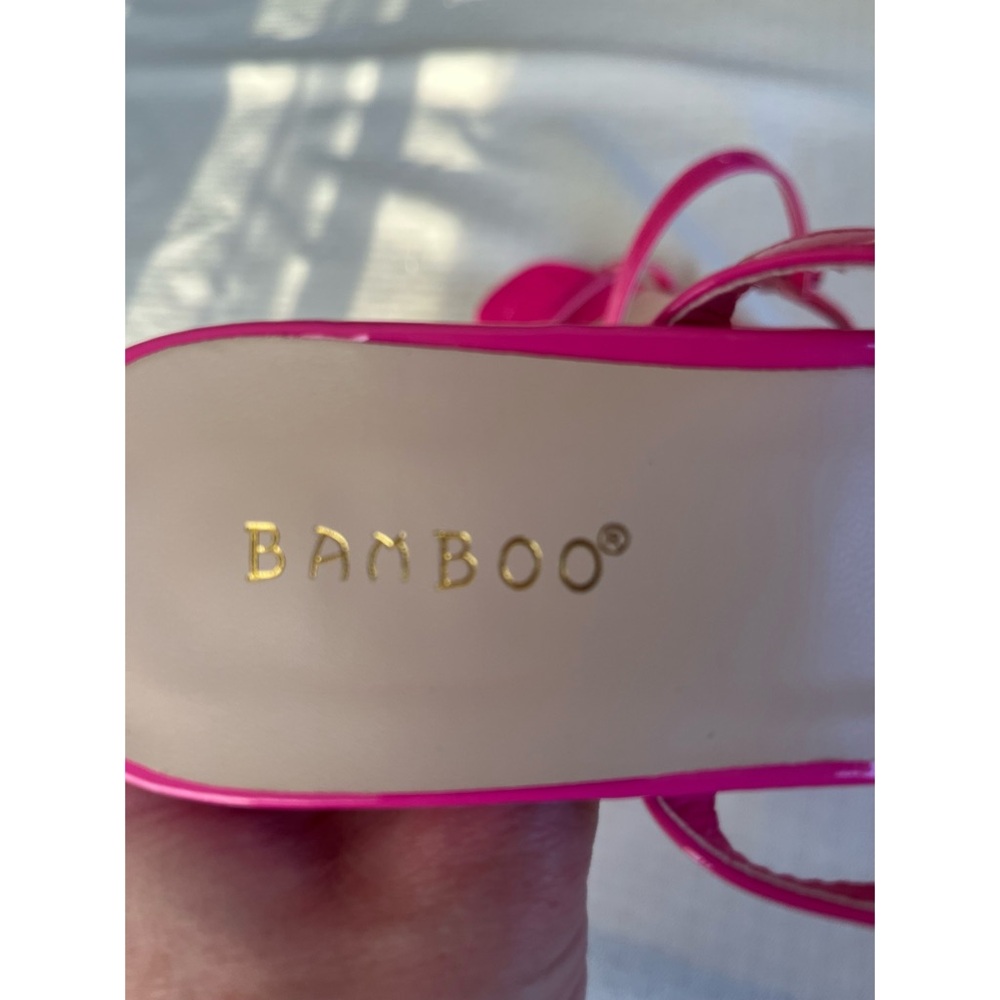 Bamboo Patent Pink High Heel Platform Sandals - Picture 8 of 9